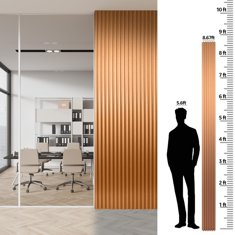 Art3dwallpanels Slat Wall Paneling, 104'' x 6.7'' Glossy Metal Finish