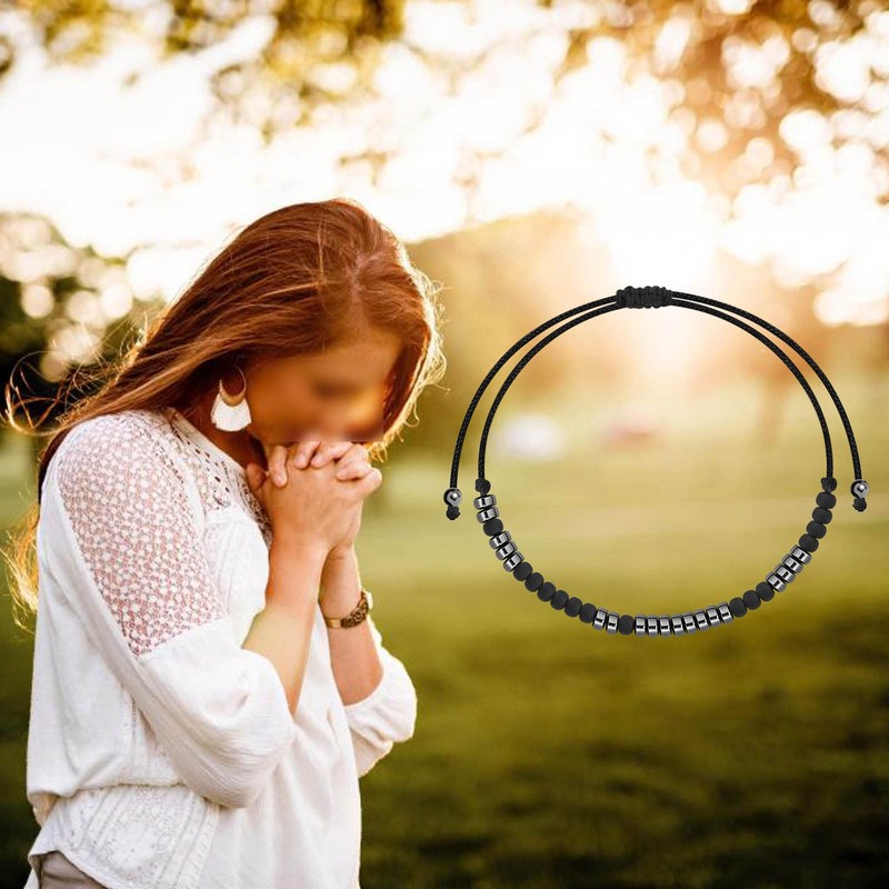 FEELMEM Matthew 19:26 Morse Code Bracelet Faith Jewelry Christian Gift