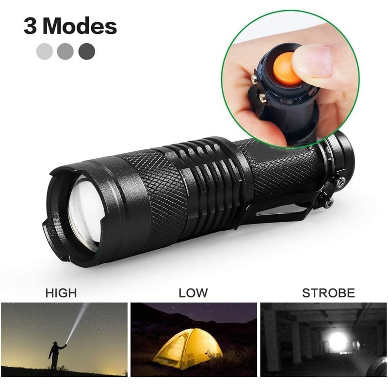 MODOAO Mini Tactical Torch LED Torch 300 lm Adjustable Focus