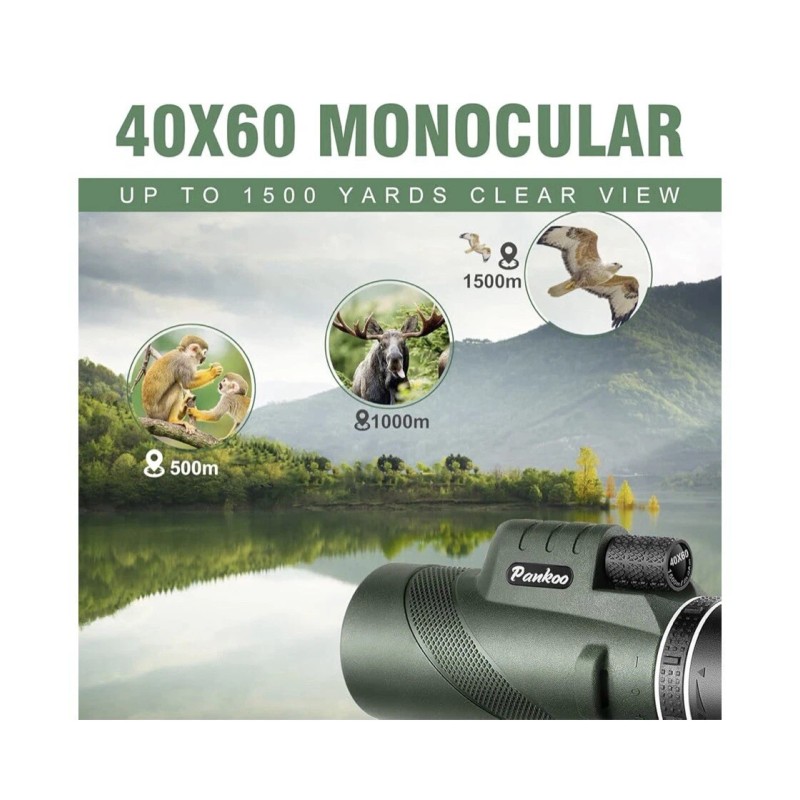 Pankoo 40X60 Monocular Telescope with Smartphone Holder & Tripod
