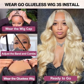 XNJ 613 Lace Front Wig Human Hair 200% Density Blonde Glueless Wigs Human Hair Pre Plucked Pre Cut 7x5 Hd Closure Wear And Go Wig Blonde Wig Human Hair Body Wave For Women 26 Inch