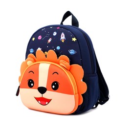 Tanweibago Toddler Backpack,12inch Preschool Backpack Cute Cartoon Animal Waterproof Lightweigt Kids Schoolbag for Boys Girls (Lion Space Navy)