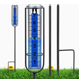 Ricihene Rain Gauge, 7" Freeze Proof rain Gauge Outdoor Best Rated, Rain gauges for Yard with Stake,Large Clear Numbers and Adjustable Height -Decorative rain Measure Gauge for Garden, Deck, Lawn