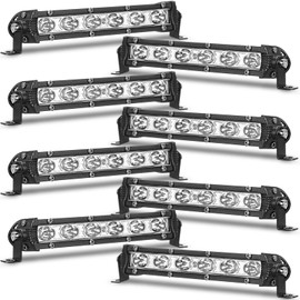 Hanaive 8 Pack 7 Inch Single Row Light LED Bar Pods Combo Beam Off Road Driving Lights Slim 18W 1800LM Waterproof Work Fog Spotlights with Mounting Bracket Flood Spotlight for Truck Car Boat ATV UTV