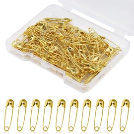 19mm Safety Pins, 120pcs Metal Mini Safety Pins for Clothes Tags Hijab Crafts Quilting Dress Charms Jewelry Making (Gold)