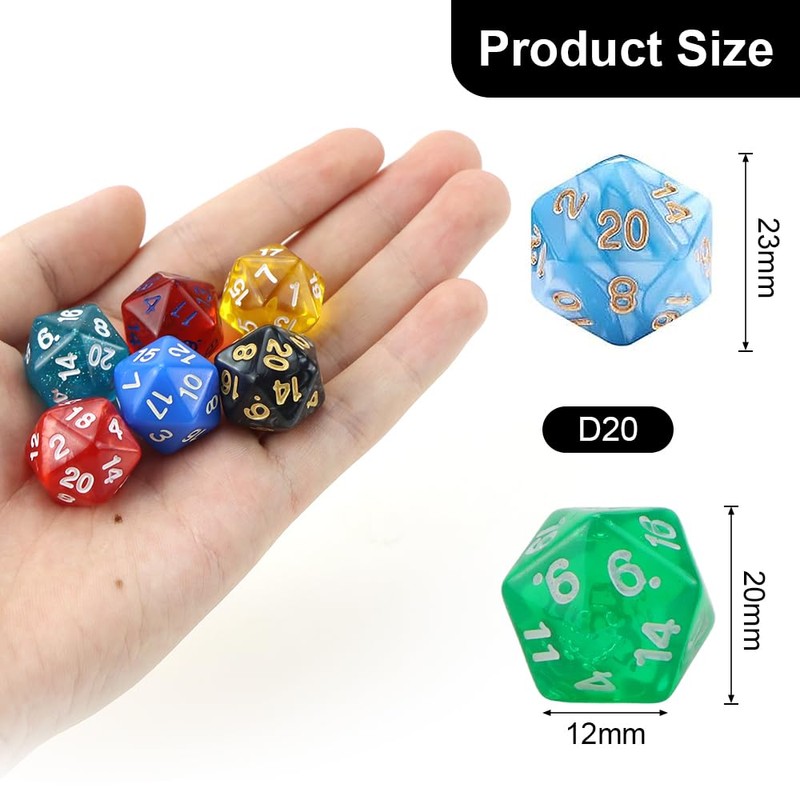 Anevios 50 Piece Colourful Dice Set Polyhedral Dice d20 with