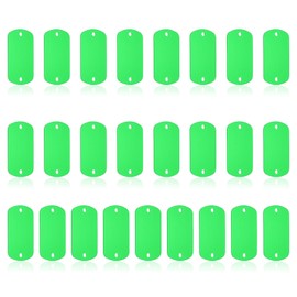 PATIKIL 25pcs Metal Stamping Blanks, Rectangle Stamping Tags Blanks Aluminum Plate DIY Name Tags 5x3cm Metal Engraving Blanks 2 Holes for Laser Engraving Stamping Craft Dog ID Tags, Green