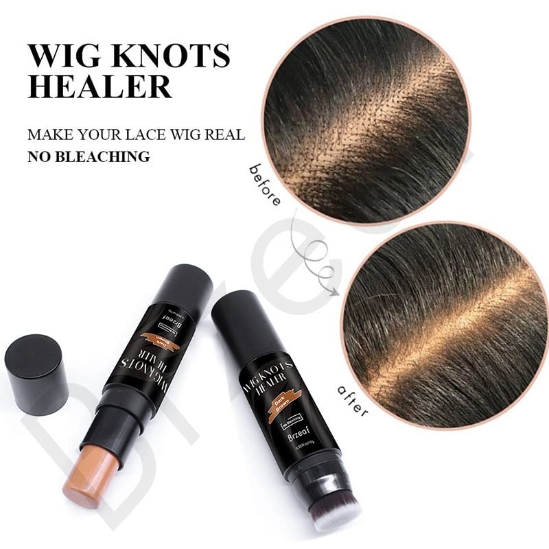 Wig Lace Dyeing Stick with Applicator Brush, Light Brown