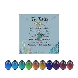AINILOVE Ocean Color Changing Necklace Temperature Sensing Necklace Color Changing Mood Jewelry for Women Sea Animal Lover Gifts (Sea Turtle Necklace)