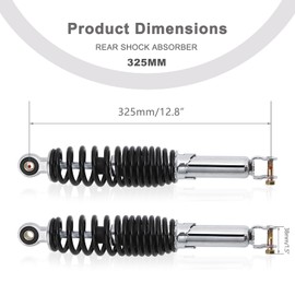 Minho Motorcycle Dual Rear Shock Absorbers with Adjustable Spring Preload in Heavy Iron Material Compatible with Chinese GY6 Scooter Mopeds Taotao Tank Jonway Roketa,325MM Length,10MM Mounting Hole
