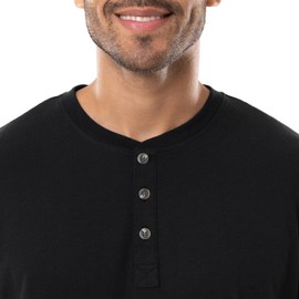 IZOD Men's Jersey Henley and Flannel Pant Set, Black