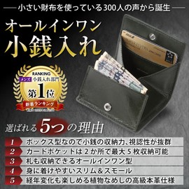 LEZOPHIS Men's Coin Purse, Genuine Leather, Box-shaped, Men's, Small Wallet, Black