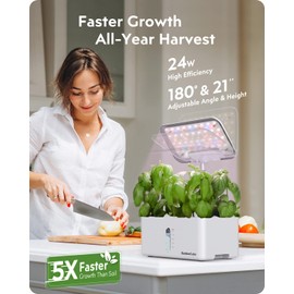 Hydroponics Growing System Garden: 8 Pods Indoor Herb Garden with Grow Light Plants Germination Kit Quiet Automatic Hydroponic Height Adjustable - Gardening Gifts for Women Kitchen White