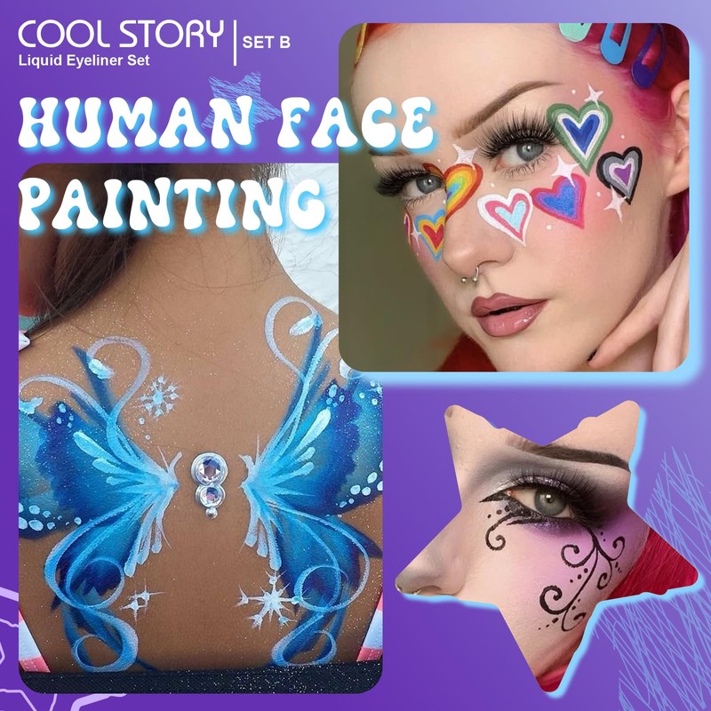 Liquid Eyeliner Waterproof Smudge Proof Colorful Eye Liner 24H Long-Lasting