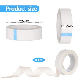 8 Rolls White Eyelash Tape for Eyelash Extension Adhesive Eyelash Tapes for Eyelash Extension Supply, 0.5 inch x 10 Yards