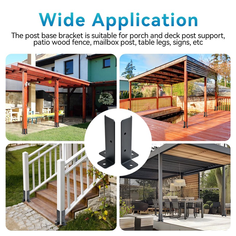4 PCS Adjustable Deck Post Anchor Base Brackets Fit 1.5x1.5,2x2,2x4,4x4