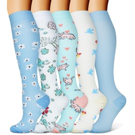 FEYHAY Copper Compression Socks (5 Pairs) 15-20 mmHg Circulation is Best Athletic & Daily for Men & Women, Running, Climbing