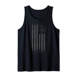 Betsy Ross Flag, 13 Colonies, Gadsden Snake Tactical Black Tank Top