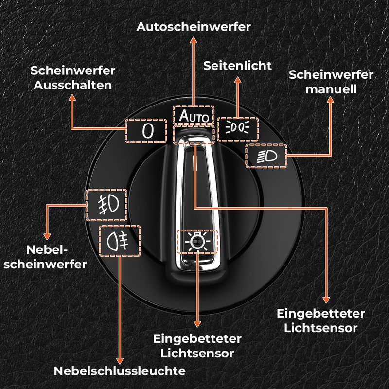 GEAREVER Headlight Switch with Integrated Light Sensor Module for VW