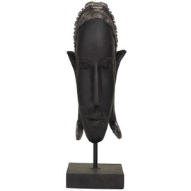 Deco 79 Polystone Woman Decorative Sculpture African Home Decor Statue, Accent Figurine 5" x 8" x 16", Black