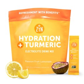 ZYN ZYN Electrolyte Drink Mix Hydration Packets (32 Servings), Passion Fruit Lemonade Electrolytes Powder, Hydration Packets w/Turmeric Curcumin, Vitamin C & D, Zinc, Hydrate & Recover Electrolyte Powder