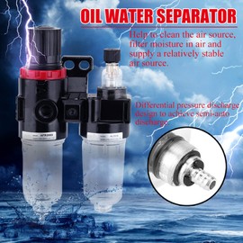 FLEXMAN Pneumatic Air Pressure Filter Regulator Oiler, G1/4 Connection Thread, Moisture Water Separator, Oil Water Separator for Pneumatic Tools