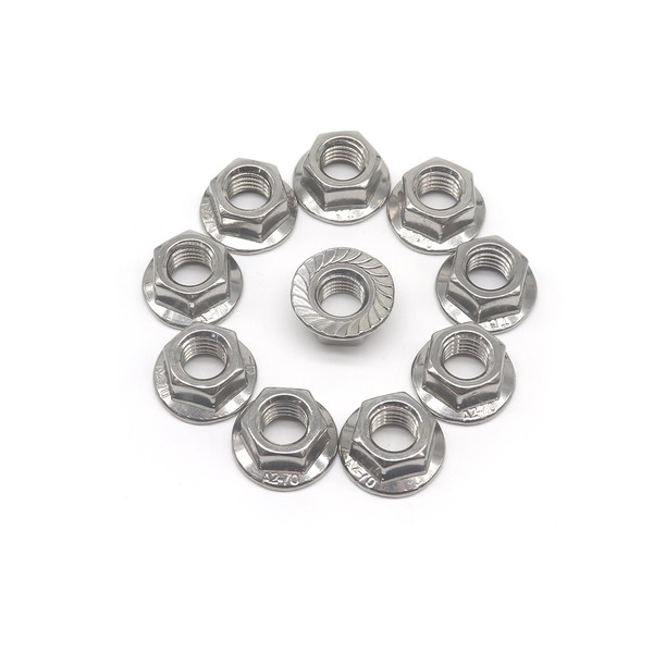 Tuercas de brida M12, 10 piezas M12 dentadas hexagonales de