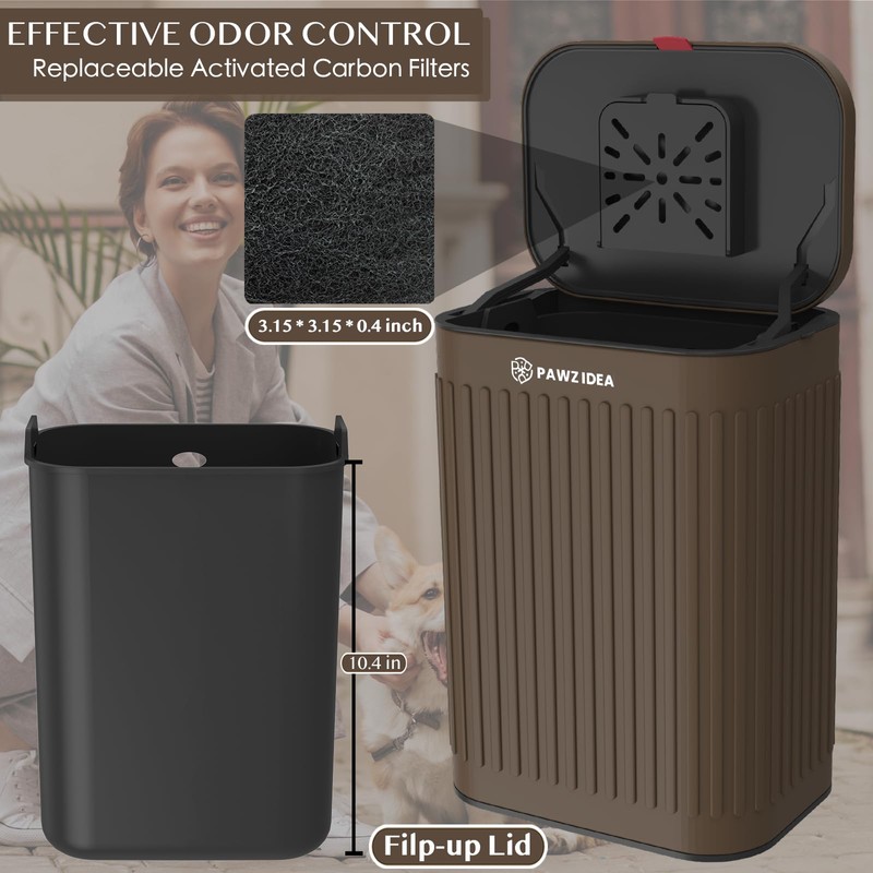 PAWZIDEA Wall Mount Dog Poop Trash Can Outside, 2.1 Gallon
