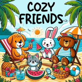 Cozy Friends Gift: Bold And Easy Coloring Book For Kids And Adults Featuring 54 Cozy Activities, Cute Animals Characters, Fruits And Summer Items Designs.