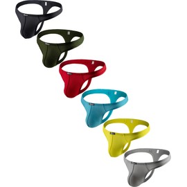 Hanhepee - Tanga de hilo para hombre, sexy, elástica, espalda en T, cintura baja, ropa interior hipster, 6 multicolores, Small