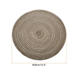 sourcing map 6pcs Round Braided Placemats 14" Non-Slip Round Table Mats for Dining Tables Washable Heat Insulation Woven Placemats Indoor Outdoor for Family Holiday Dinner, Brown