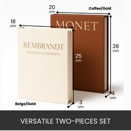 PRIMERA COLLECTIONS Linen Decorative Faux Books with Storage (2-Pack, Beige/Brown) Stylish Home Decor, Space-Saving Functional Organizers, for Coffee Tables, Bookshelves, Photos, Keepsakes, Gifts