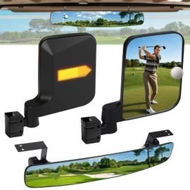 Rizinkart Golf Cart Mirrors Kit, 180 Degree Rotation Side Mirrors & Panoramic Convex Rear View Mirror Universal fit EZGO, Club Car, Yamaha,Shatterproof HD-Glass Mirrors Golf Cart Accessories