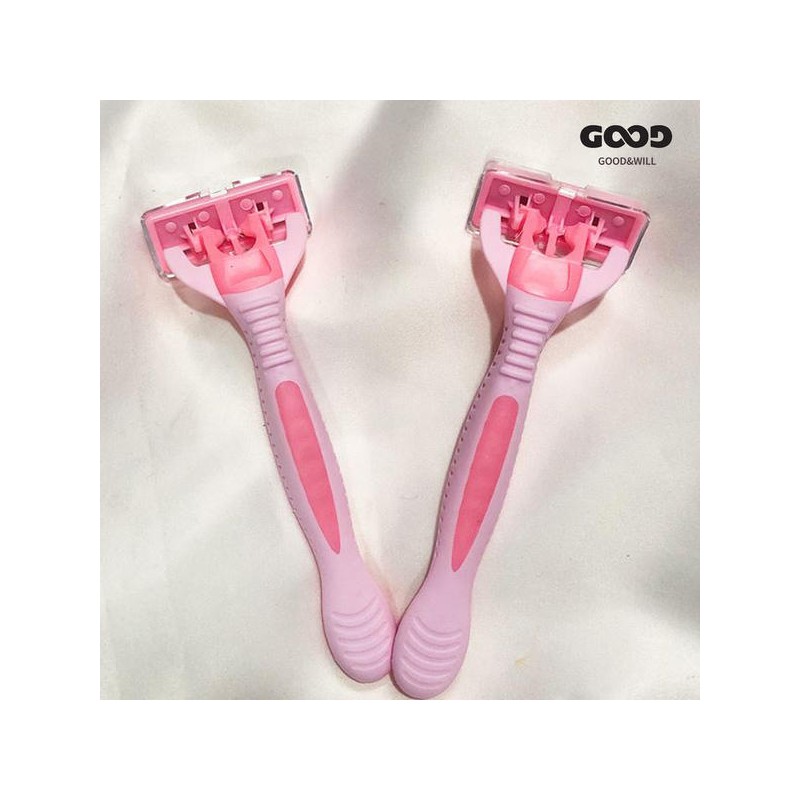 Goodnwill 굿앤윌 다리 겨드랑이 여성 제모 면도기 6중날 핑크 2개입