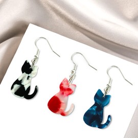 MeiLiZuRL 12Pcs Cat Charms Colorful Acrylic Pendant Accessories for DIY Earrings Necklace Bracelet Jewelry Making and Crafting, Acrylic, No Gemstone