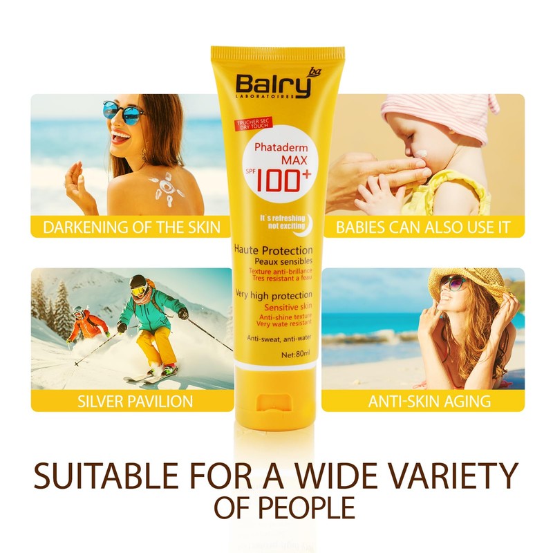 Sonnencreme LSF 100, 80ml Sunscreen SPF 100, Sonnencreme für Gesicht
