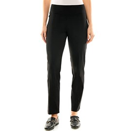 Zac & Rachel Women's Millennium Fabric Pull-On Slim Leg Pant, Black, 14