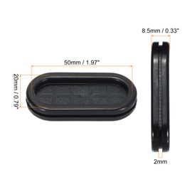 sourcing map Rubber Grommet Mount Size 50 x 20 mm Oval Double-Sided for Wire Protection 10pcs