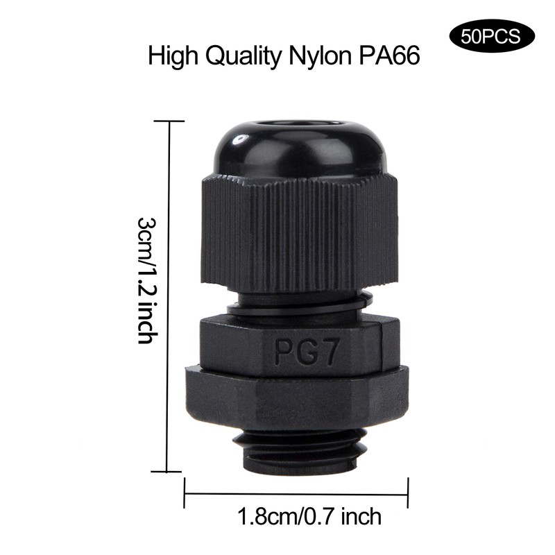 Cable Gland Set Plastic Cable Glands Adjustable PG7 Waterproof Closure