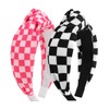 ONENINEDREAM 2Pcs Hot Pink Headbands for Women Black Girls Checkered Headband Racing Hair Accessories for Toddlers Baby Kids Teen Girl Outfits