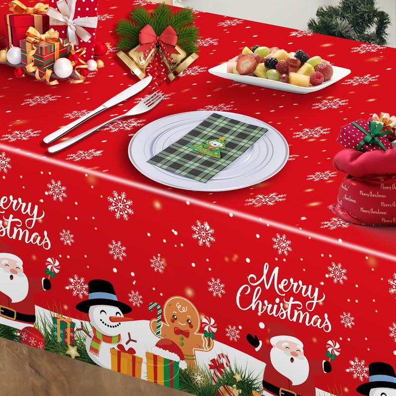 Baolaiballoon 3 PCS Christmas Tablecloth Christmas Disposable Plastic Table Cover
