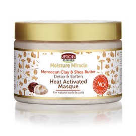 African Pride Moisture Milagro Marroquí arcilla y manteca de karité activada por calor, Masque, Único