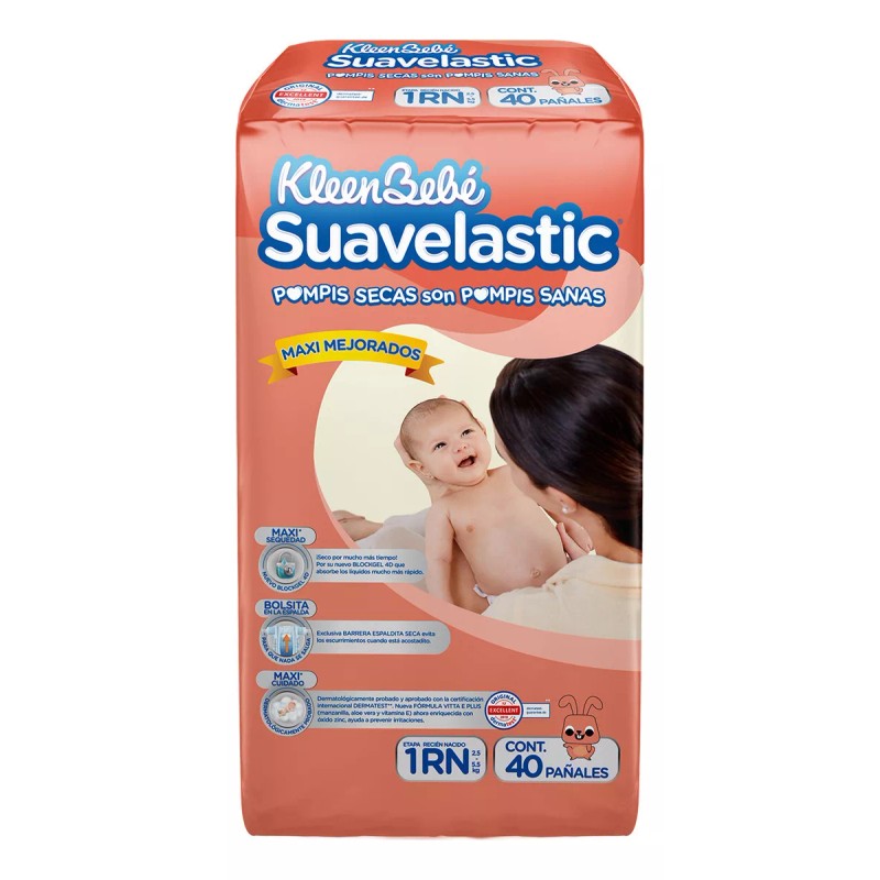 KleenBebé Pañales Kleenbebé Suavelastic Etapa 1 Unisex 40 Piezas