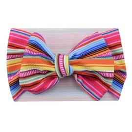 Baby Rainbow Stripe Headband turban bows for baby girls Rainbow Hair Band Bowknot hair accessory (stripe, One Size)