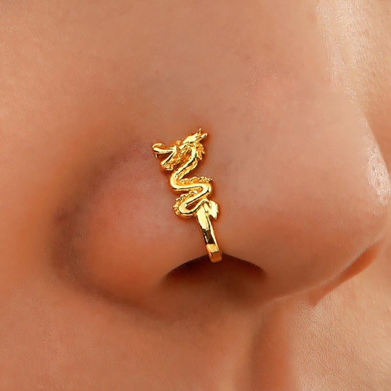 Vacaonio Punk Dragon Nose Rings Gold Dragon Cuff Nose Ring