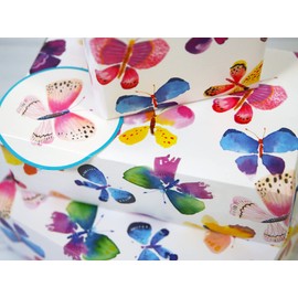 Wrapping Paper 12366A"Butterflies" Gift Wrap Pack with 2 Sheets & 2 Tags, Plastic Free & Fully Recyclable, Multicoloured