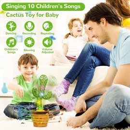 Emoin Dancing Cactus Talking Cactus Toy, Cactus Baby Toy Singing Children's Song+Box,Mimicking Cactus Recording &Repeating What You Say,Electronic Educational Toys for Children Playing
