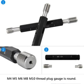 1 Pcs Thread Plug Gauge Bearing Steel Thread Plug Gauge Taper Shank Thread Plug Gauge Double Screw Thread Plug Gauge for Internal Thread Size