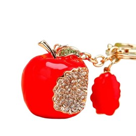 Rhinestone Cherry Strawberry Keychain Sparkling Crystal Fruit Watermelon Pineapple Creative Keychain Bag Charm for Women-4
