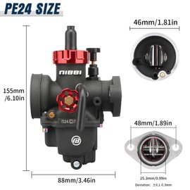 NIBBI PE 24mm Carburetor Kit Fit for Predator 212cc 192cc 224cc Coleman CT200U Engine Mini Bike Go Kart PE24 Carb Performance Part with Air Filter Intake Manifold(Red)